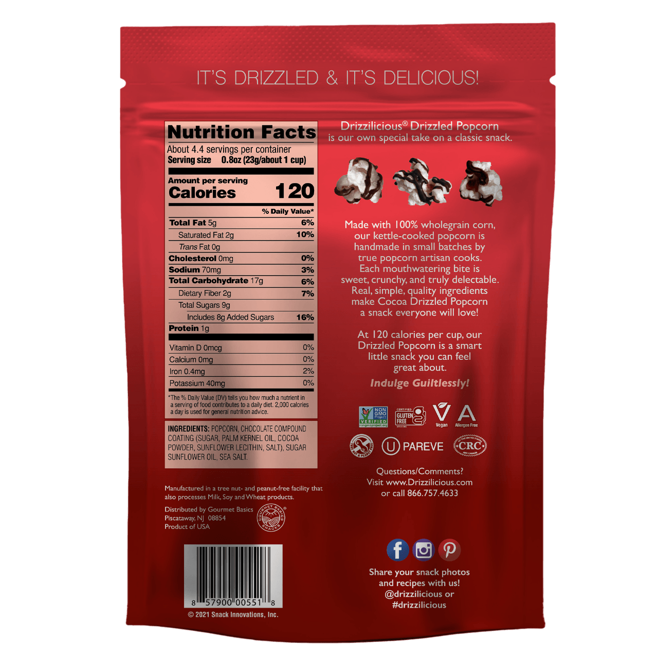 Dark Cocoa Popcorn 3.6oz