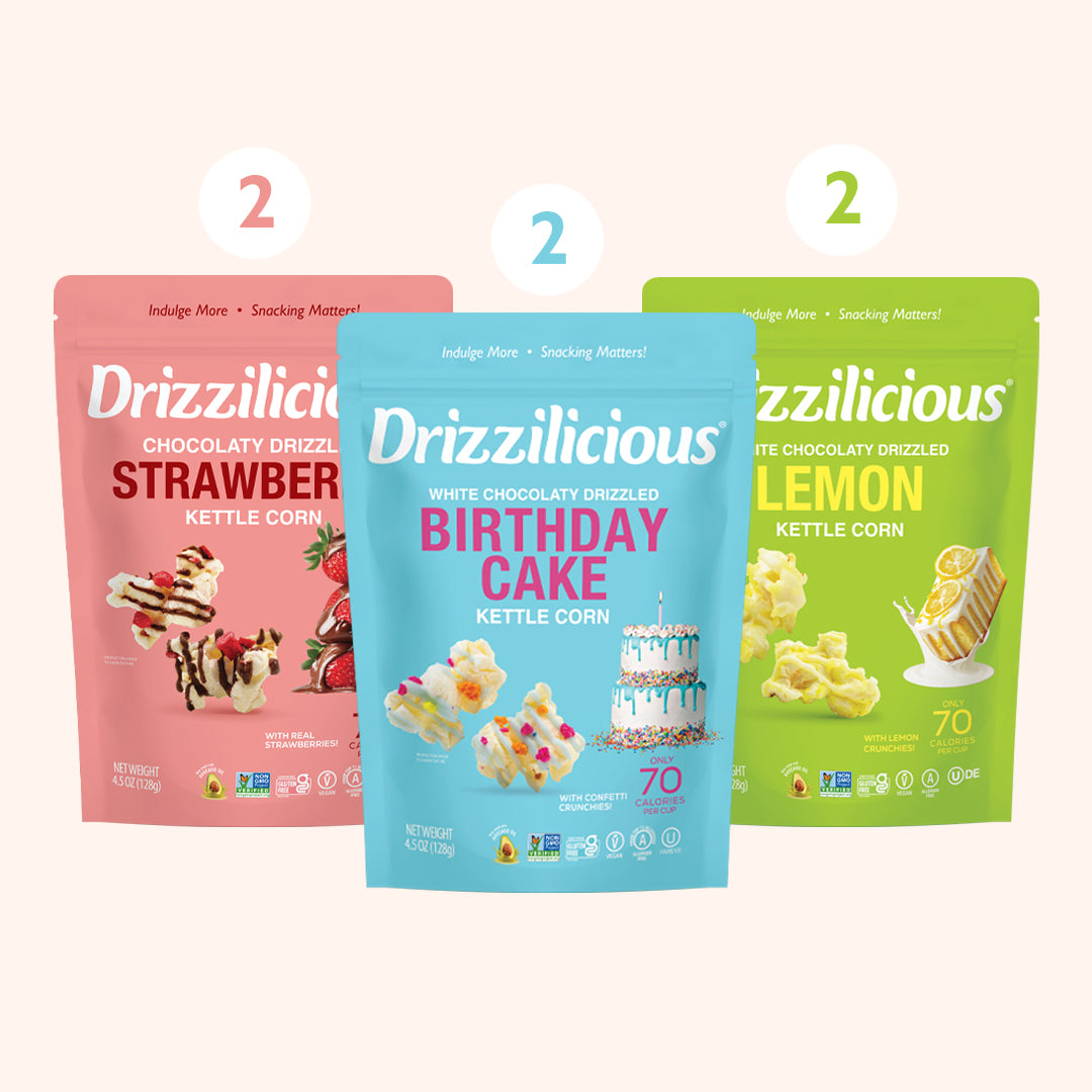 3 Flavor Drizzled Kettle Corn Variety Pack – Drizzilicious