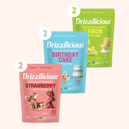 Variety Pack 3 Flavor Chocolaty Drizzled Kettle Corn 4.5 oz